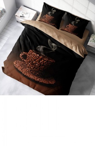 Monohome Sleep Coffee 3D Pamuk Saten Çift Kişilik Nevresim Takımı