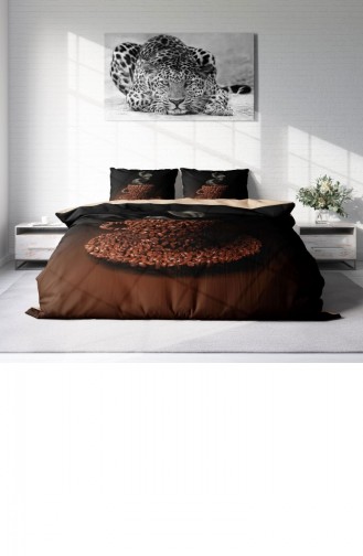 Monohome Sleep Coffee 3D Pamuk Saten Çift Kişilik Nevresim Takımı