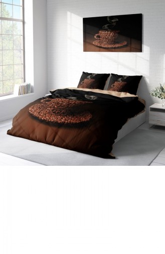 Monohome Sleep Coffee 3D Pamuk Saten Çift Kişilik Nevresim Takımı
