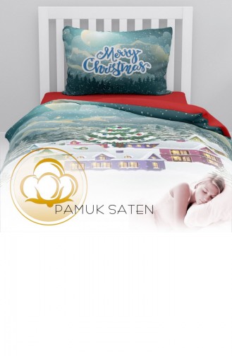Monohome Yılbaşı Merry Christmas Tek Kişilik 3D Nevresim Takımı Pamuk Saten
