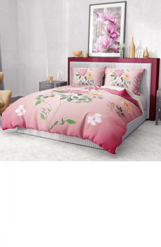 Monohome Premium Luxury Çift Kişilik Nevresim Takımı 3D Pamuk Saten Pink Rose