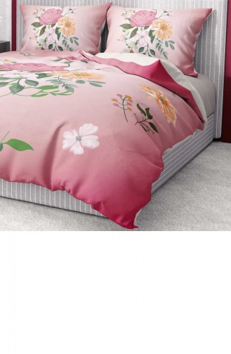 Monohome Premium Luxury Çift Kişilik Nevresim Takımı 3D Pamuk Saten Pink Rose