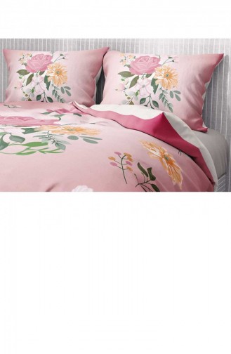 Monohome Premium Luxury Çift Kişilik Nevresim Takımı 3D Pamuk Saten Pink Rose