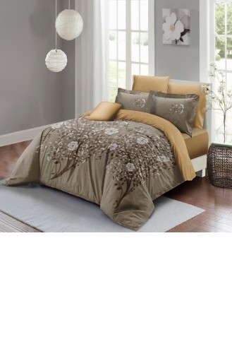Monohome Autumn Brown Çift Kişilik Nevresim Takımı 3D Pamuk Saten