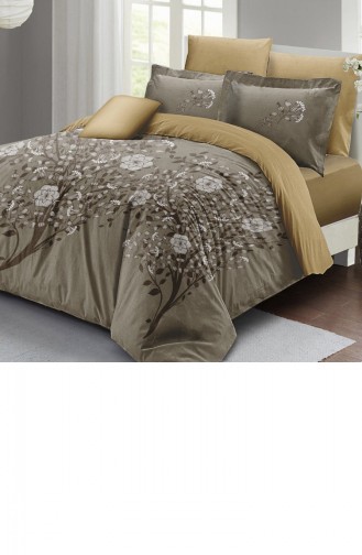 Monohome Autumn Brown Çift Kişilik Nevresim Takımı 3D Pamuk Saten