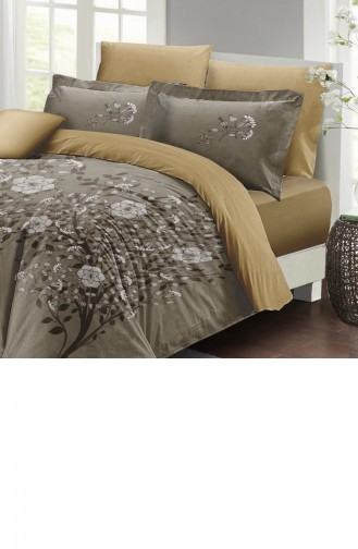 Monohome Autumn Brown Çift Kişilik Nevresim Takımı 3D Pamuk Saten