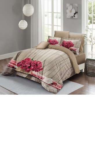Monohome Pink Flowers Çift Kişilik Nevresim Takımı 3D Pamuk Saten