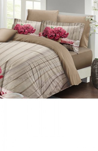 Monohome Pink Flowers Çift Kişilik Nevresim Takımı 3D Pamuk Saten