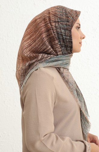 Çekme Koton Eşarp 13187-01 Tarçın Renk Mint Mavi