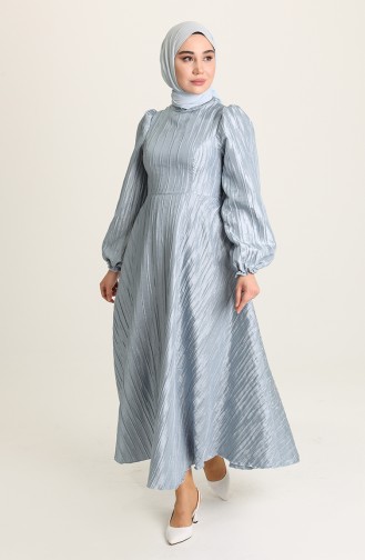 Blue Hijab Evening Dress 0221-01