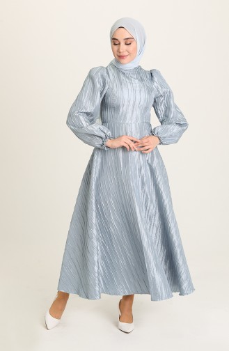 Blue Hijab Evening Dress 0221-01