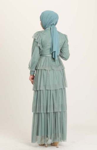 Green Almond Hijab Evening Dress 4922-01