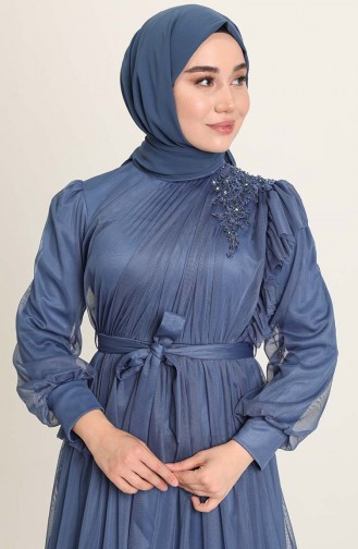 Indigo Hijab-Abendkleider 4922-02