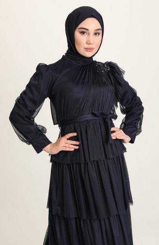 Dunkelblau Hijab-Abendkleider 4922-03