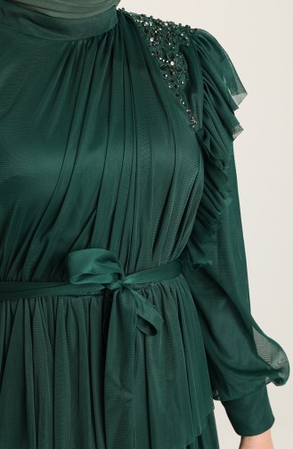Emerald Green Hijab Evening Dress 4922-04