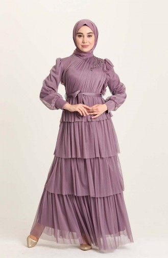 Violet Hijab Evening Dress 4922-05