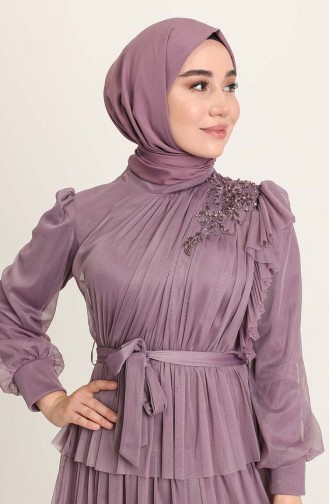 Violet Hijab Evening Dress 4922-05