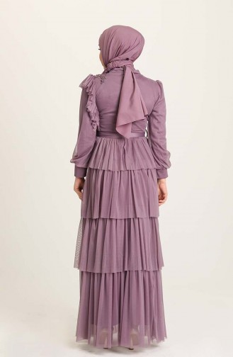 Violet Hijab Evening Dress 4922-05