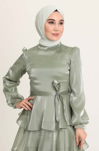 Green Almond Hijab Evening Dress 4924-02