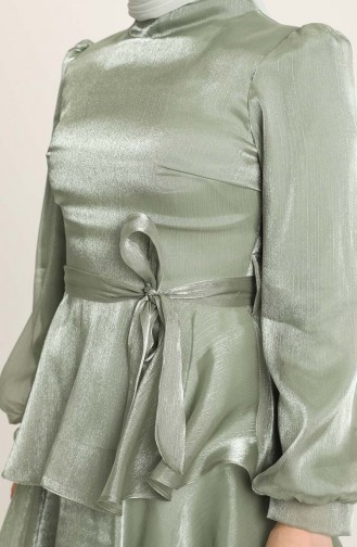 Green Almond Hijab Evening Dress 4924-02