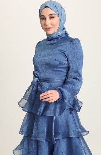 Indigo Hijab-Abendkleider 4924-03