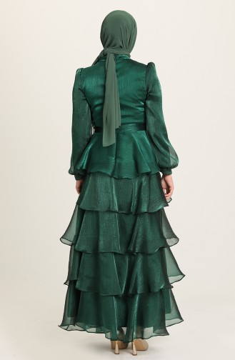 Emerald Green Hijab Evening Dress 4924-05