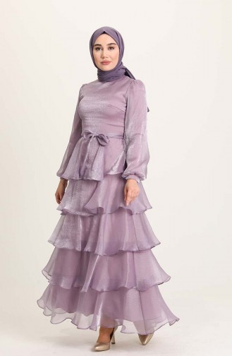 Violet Hijab Evening Dress 4924-06