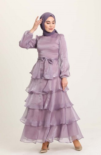 Violet Hijab Evening Dress 4924-06