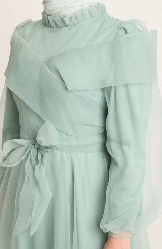 Green Almond Hijab Evening Dress 4925-02
