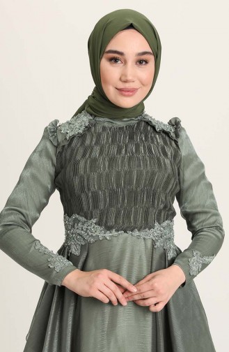 Khaki Hijab Evening Dress 4946-01