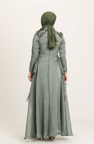 Khaki Hijab Evening Dress 4946-01