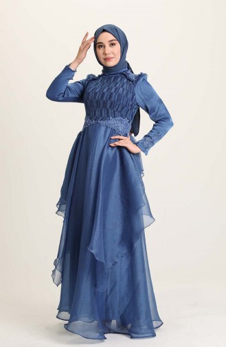 Indigo Hijab-Abendkleider 4946-05