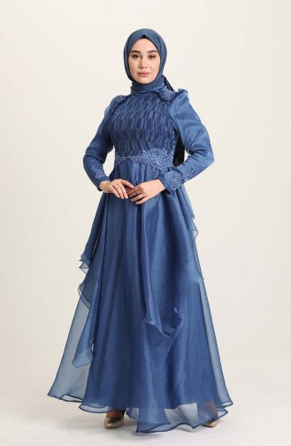 Indigo Hijab-Abendkleider 4946-05