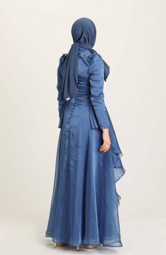 Indigo Hijab Evening Dress 4946-05