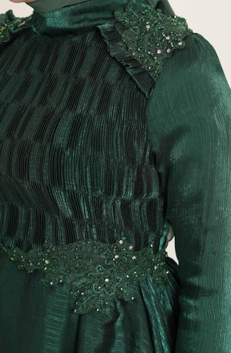 Emerald Green Hijab Evening Dress 4946-06