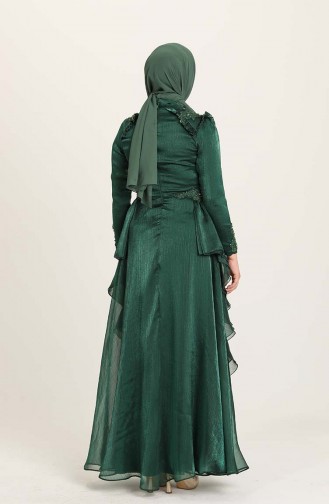 Emerald Green Hijab Evening Dress 4946-06