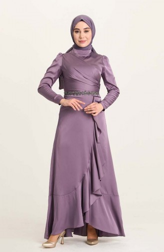 Violet Hijab Evening Dress 4948-03