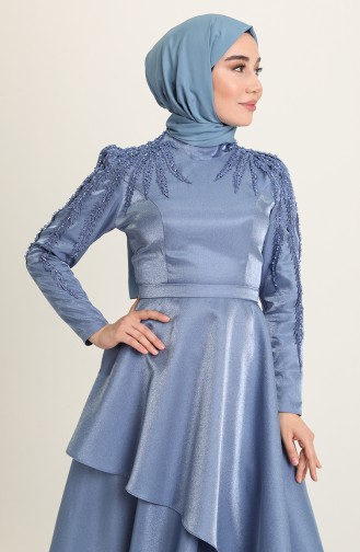 Indigo Hijab Evening Dress 4958-02