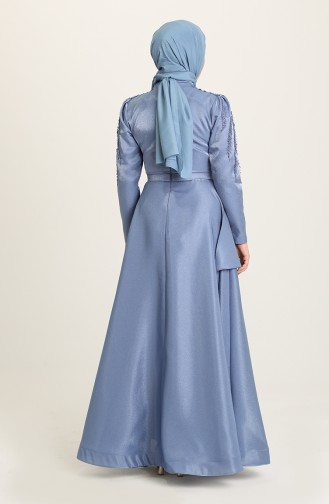 Indigo Hijab Evening Dress 4958-02