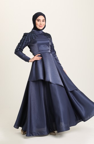 Habillé Hijab Bleu Marine 4958-03