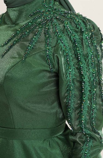 Emerald Green Hijab Evening Dress 4958-06