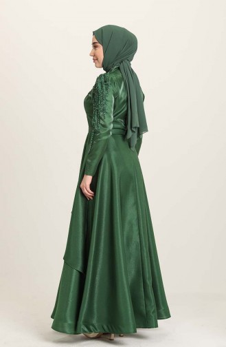 Emerald Green Hijab Evening Dress 4958-06