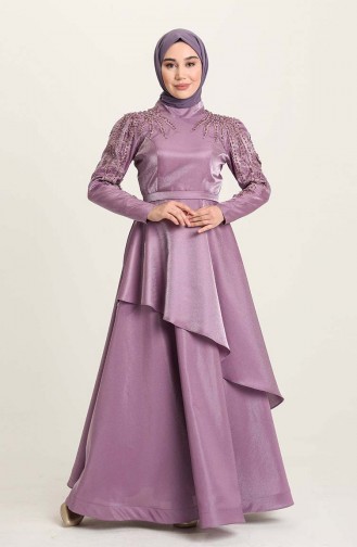 Violet Hijab Evening Dress 4958-07