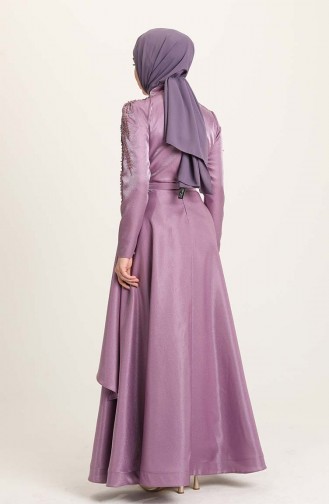 Violet Hijab Evening Dress 4958-07