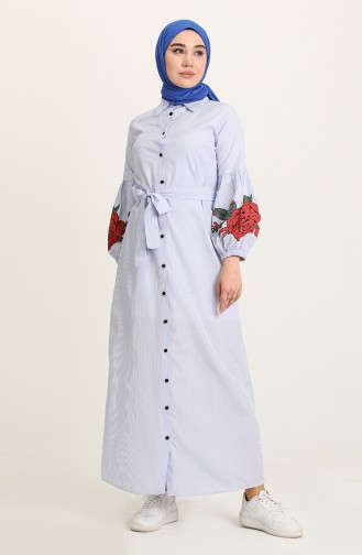 Light Blue Hijab Dress 3017-01
