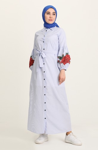 Hellblau Hijab Kleider 3017-01