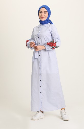 Hellblau Hijab Kleider 3017-01