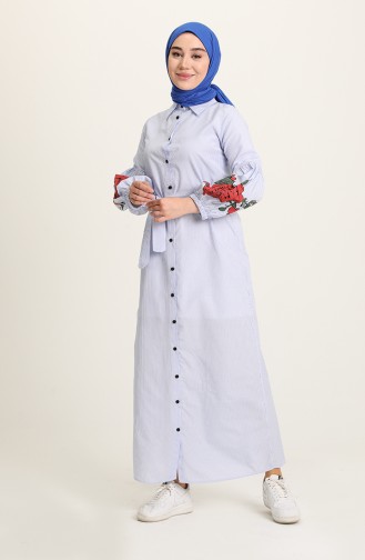 Light Blue Hijab Dress 3017-01