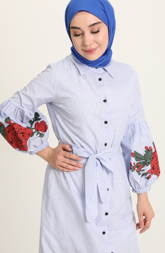 Hellblau Hijab Kleider 3017-01
