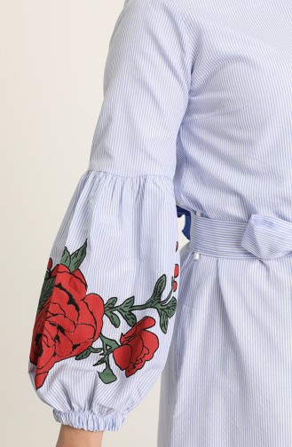 Hellblau Hijab Kleider 3017-01